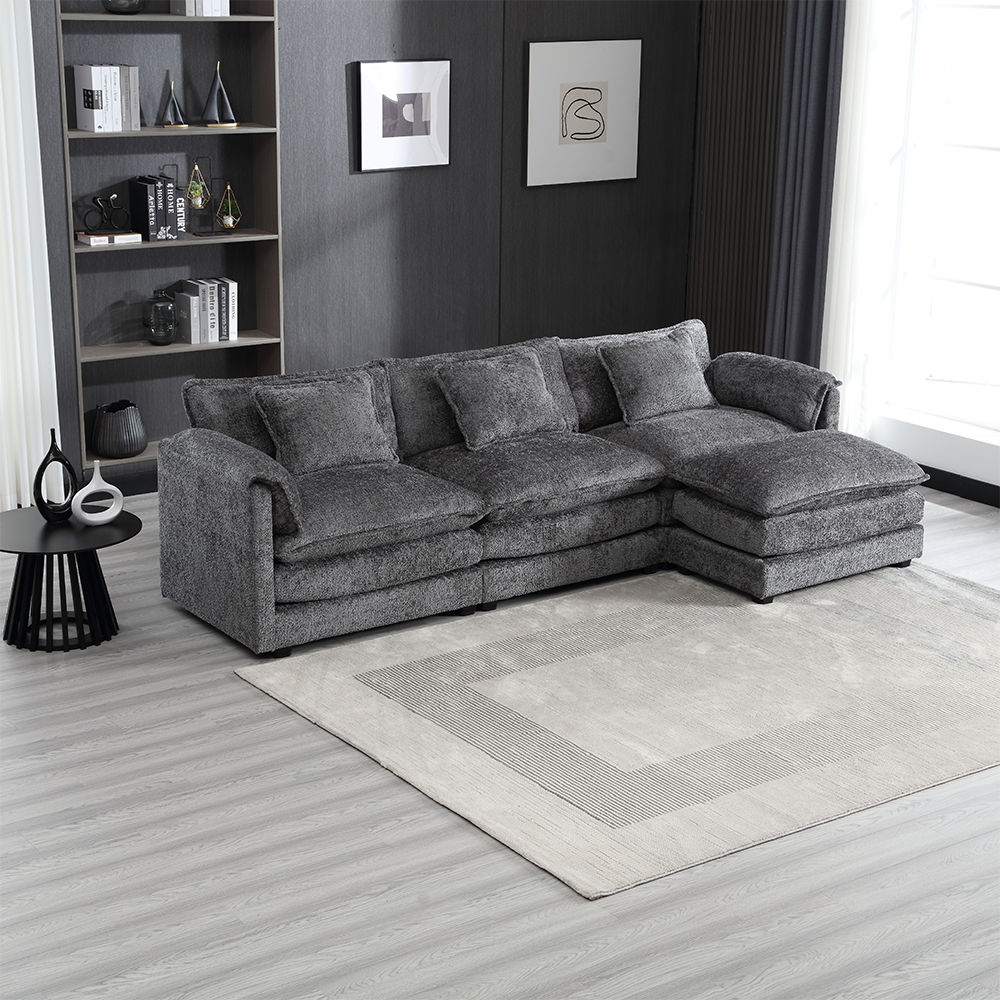 Sectionals Gray Chenille Fabric Sectionals