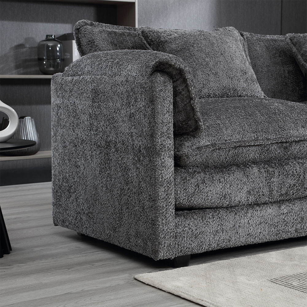 Sectionals Gray Chenille Fabric Sectionals