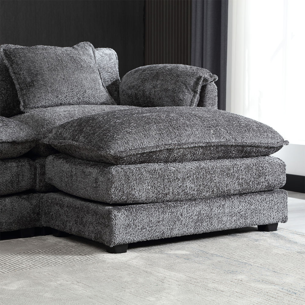 Living Room Sets Gray Chenille Fabric Sectionals
