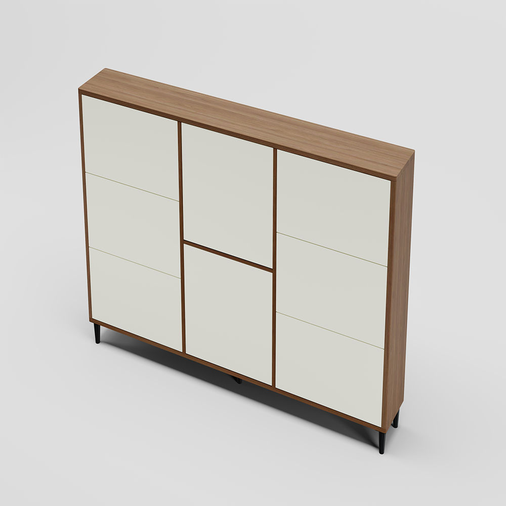 Rectangular Walnut & White Plywood Shoe Storage