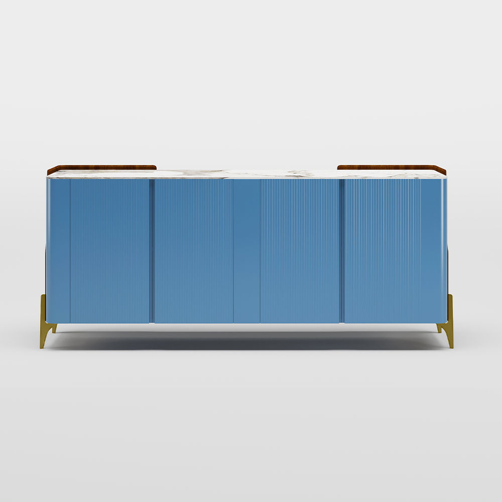 Pied en métal Bleu  pierre frittée  Buffets
