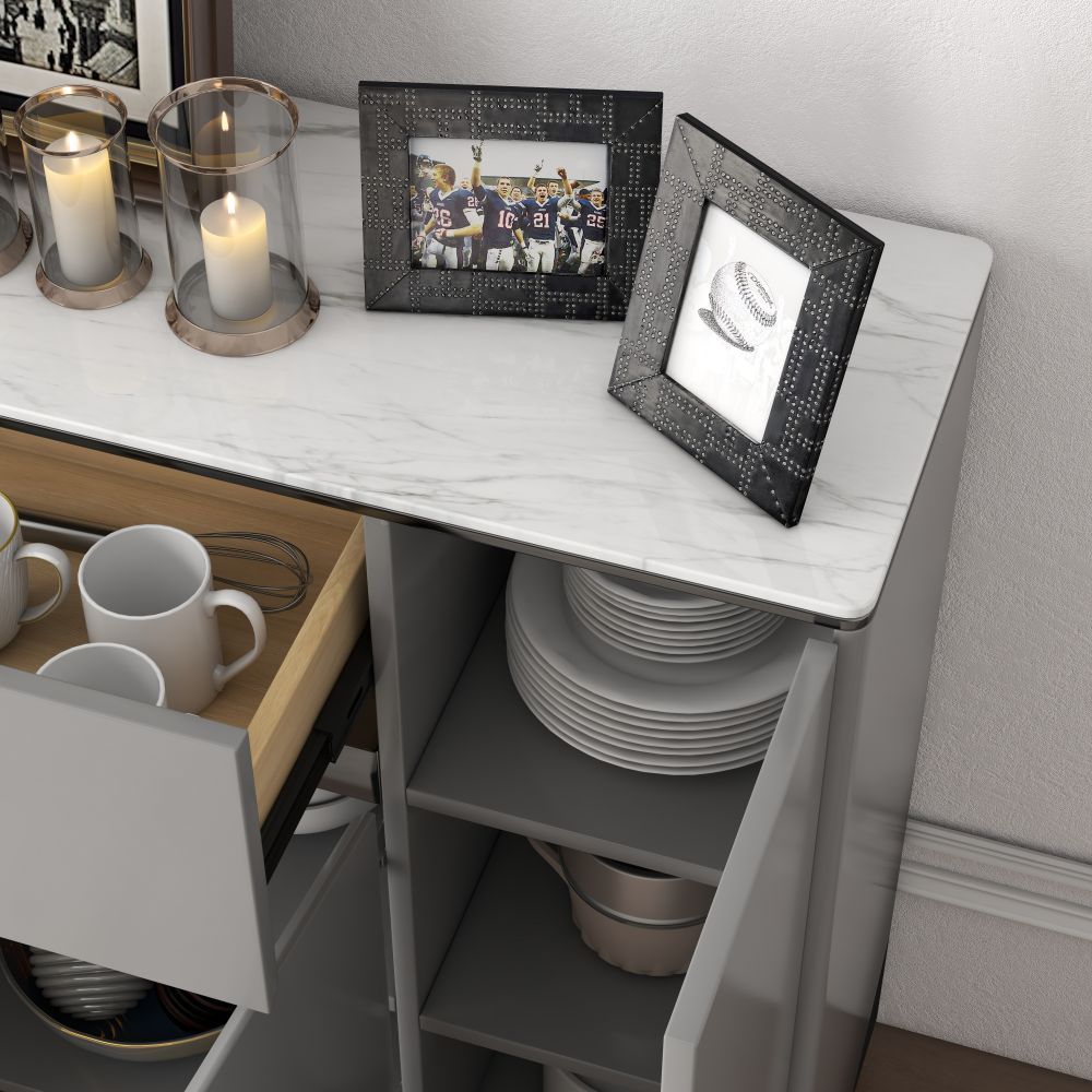 Fully Assemble Gray MDF Sideboards & Buffets