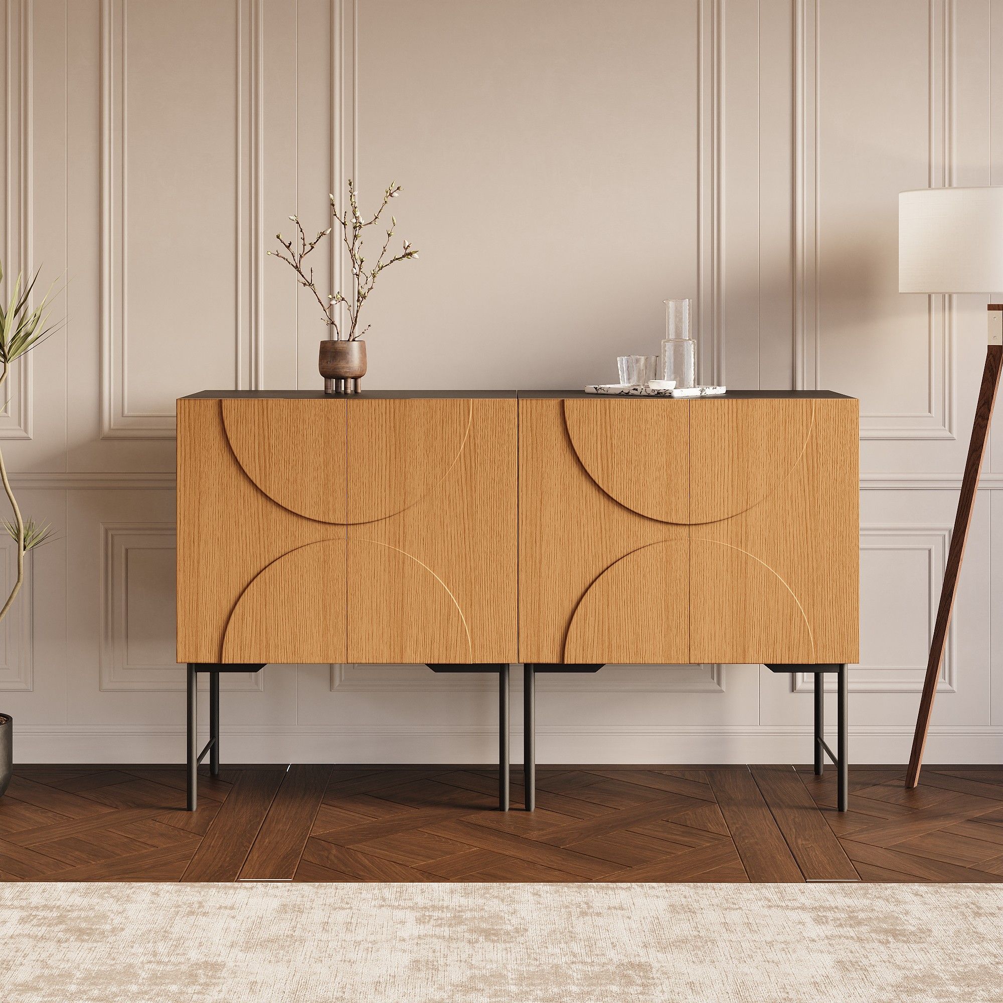 with Cabinets Wood color MDF Sideboards & Buffets