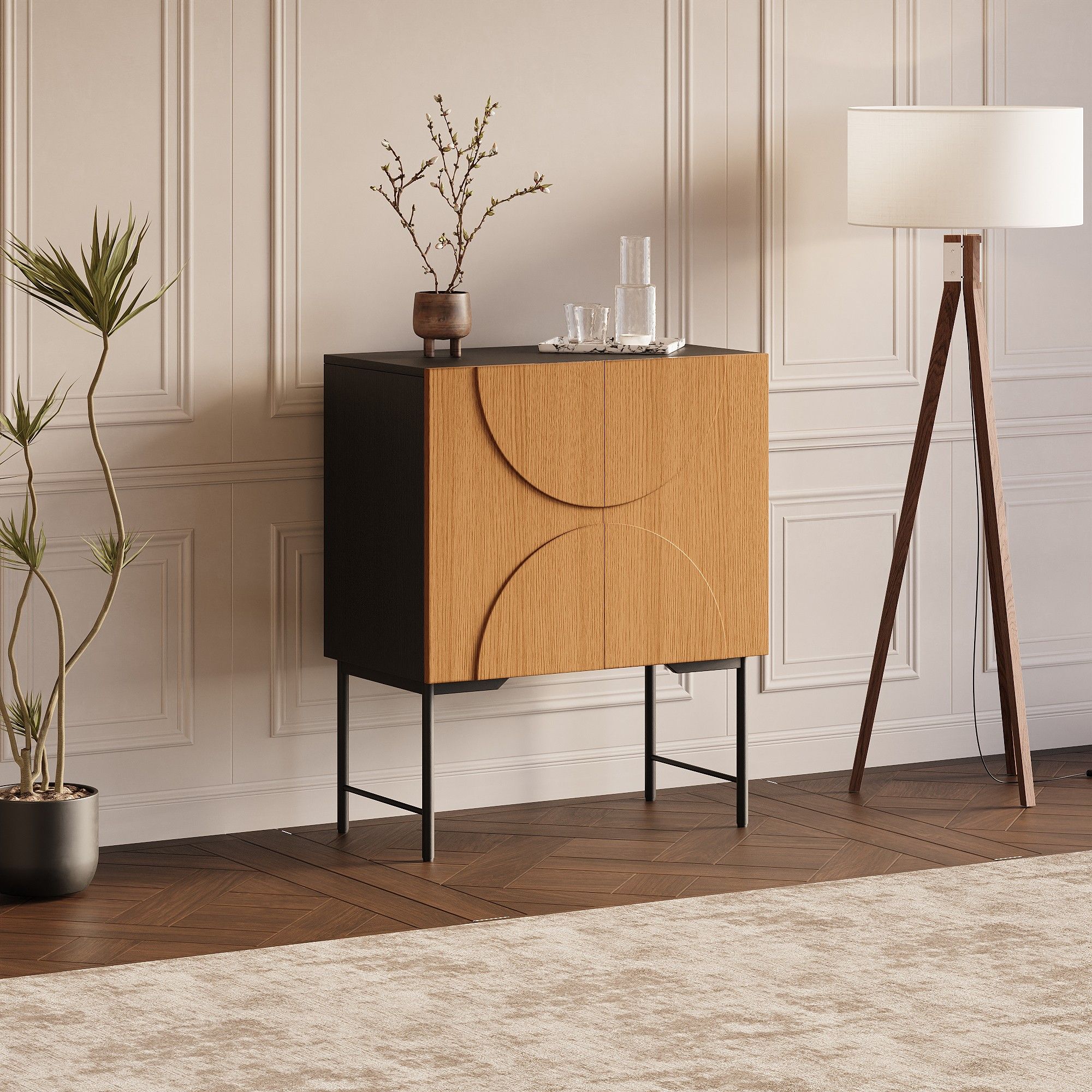 Metal Leg Wood color MDF Sideboards & Buffets