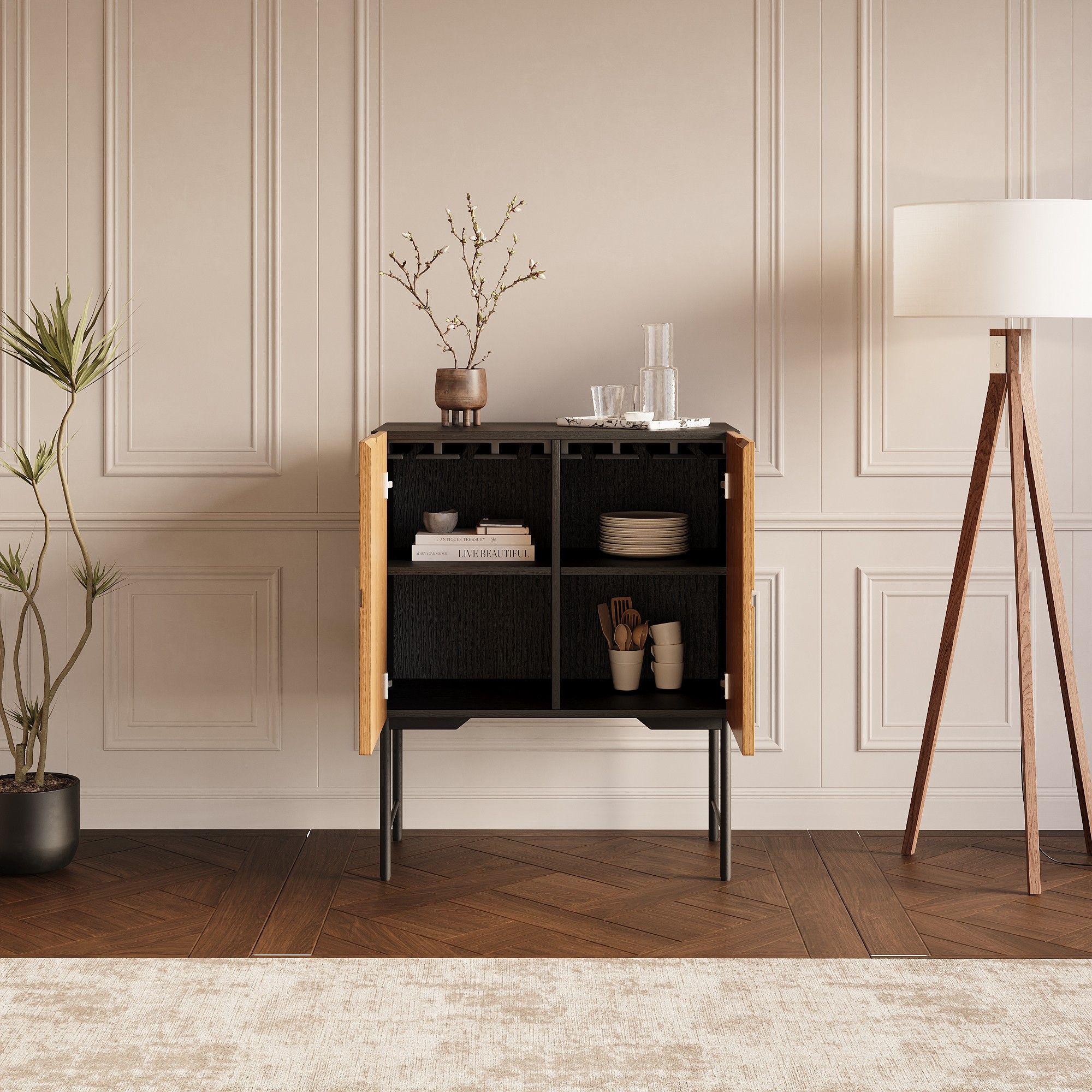 Metal Leg Wood color MDF Sideboards & Buffets