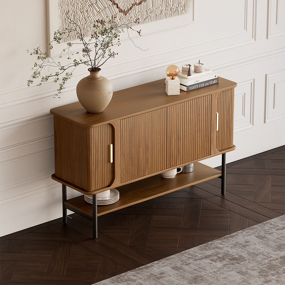 Partly Assemble Walnut Color MDF Sideboards & Buffets