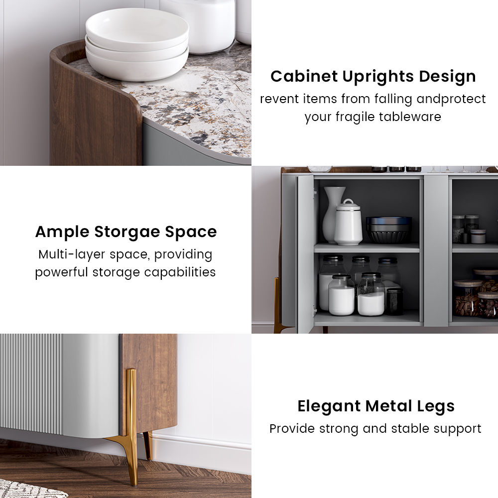Modern Luxury Gray Sintered Stone Sideboards & Buffets