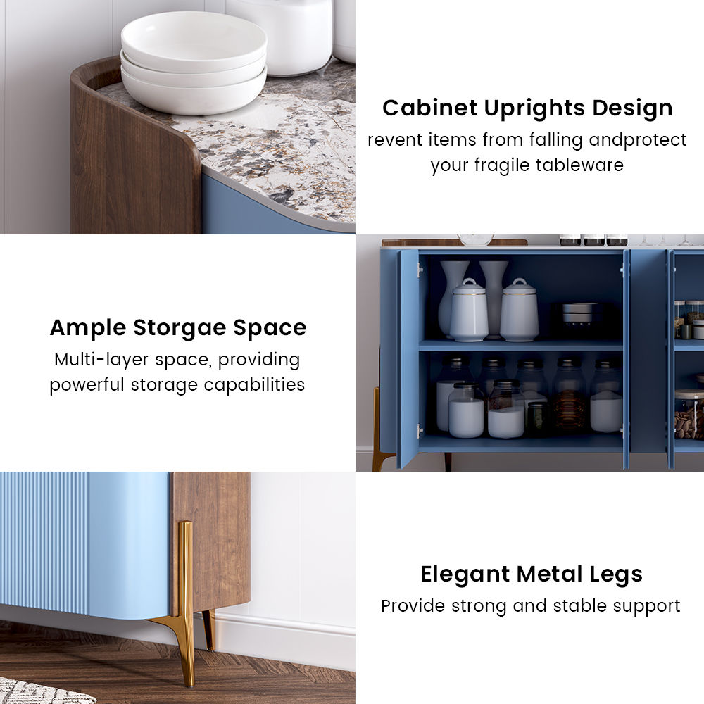 Partly Assemble Blue Sintered Stone Sideboards & Buffets