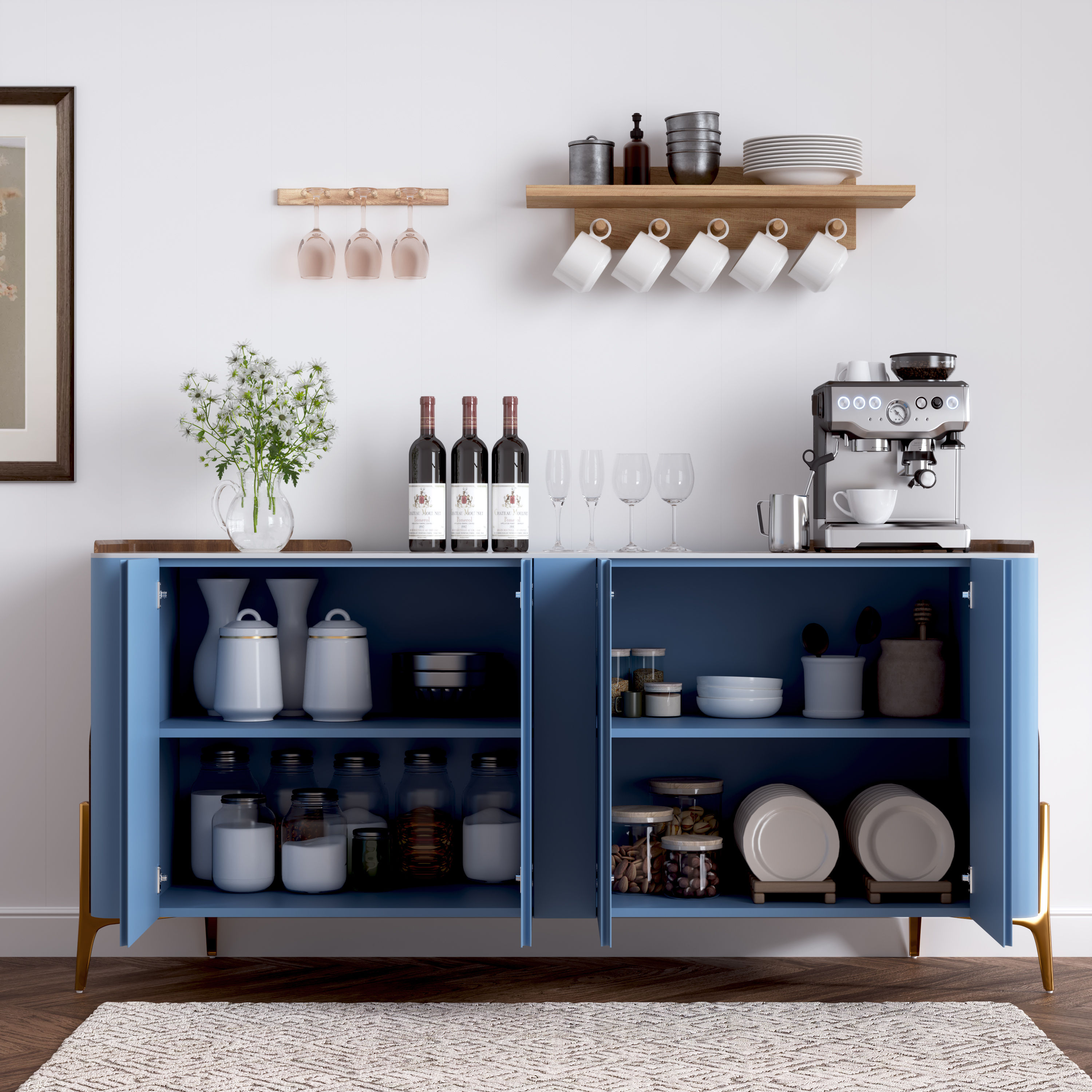 Modern Luxury Blue Sintered Stone Sideboards & Buffets
