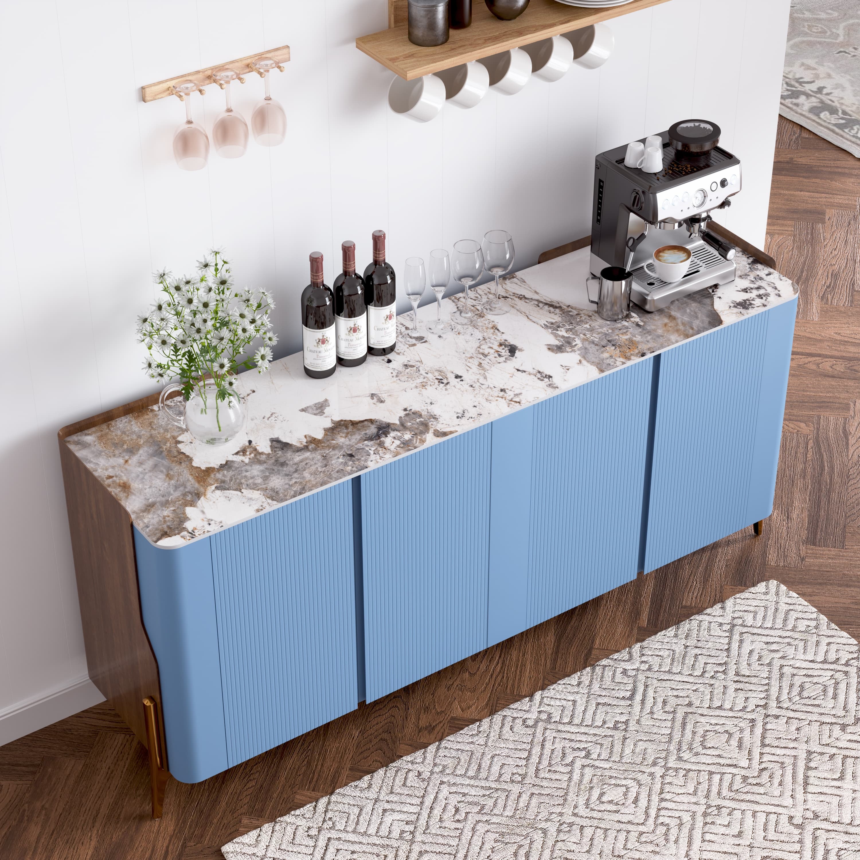 Modern Luxury Blue Sintered Stone Sideboards & Buffets
