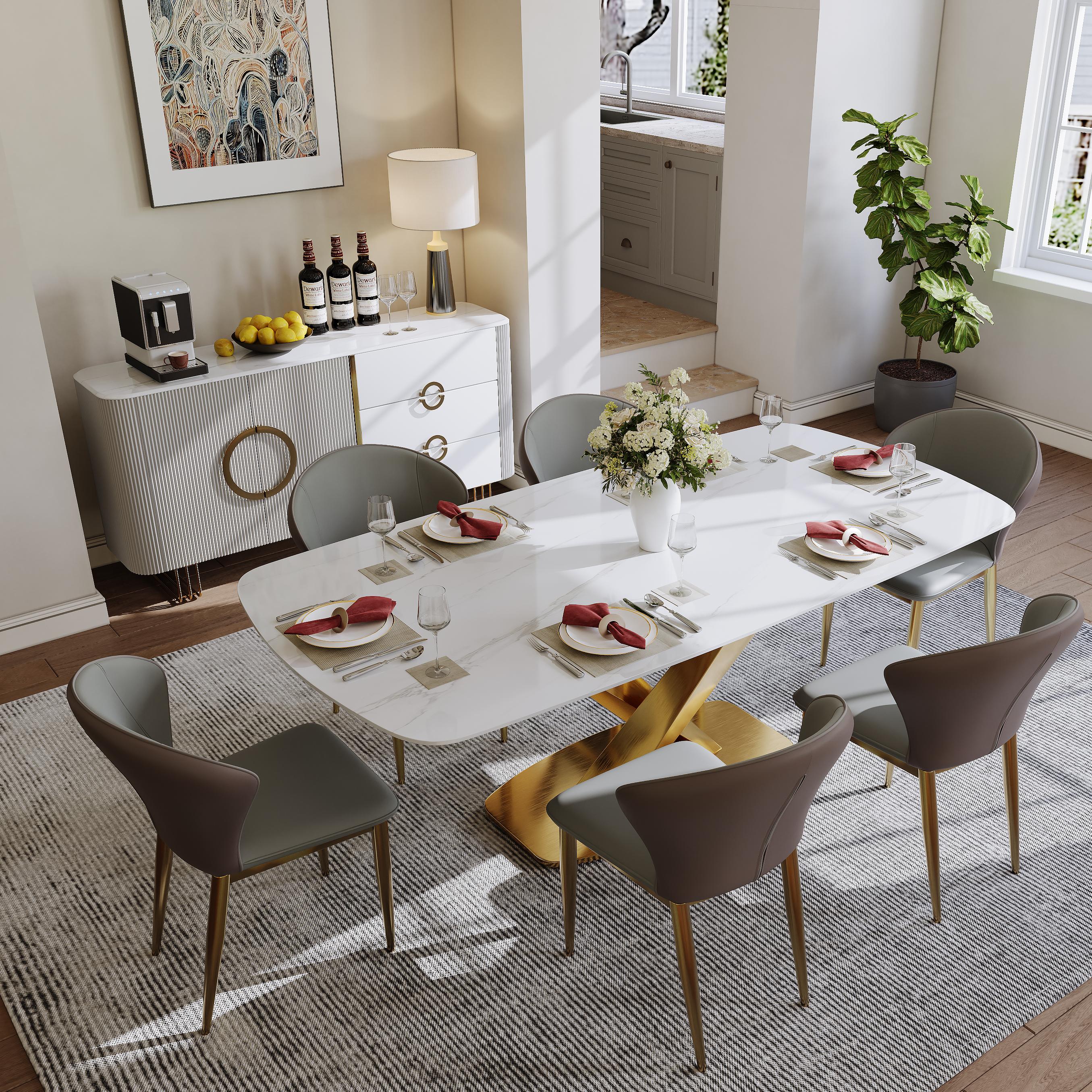 with Storage White & Gray Glossy Sintered Stone Sideboards & Buffets