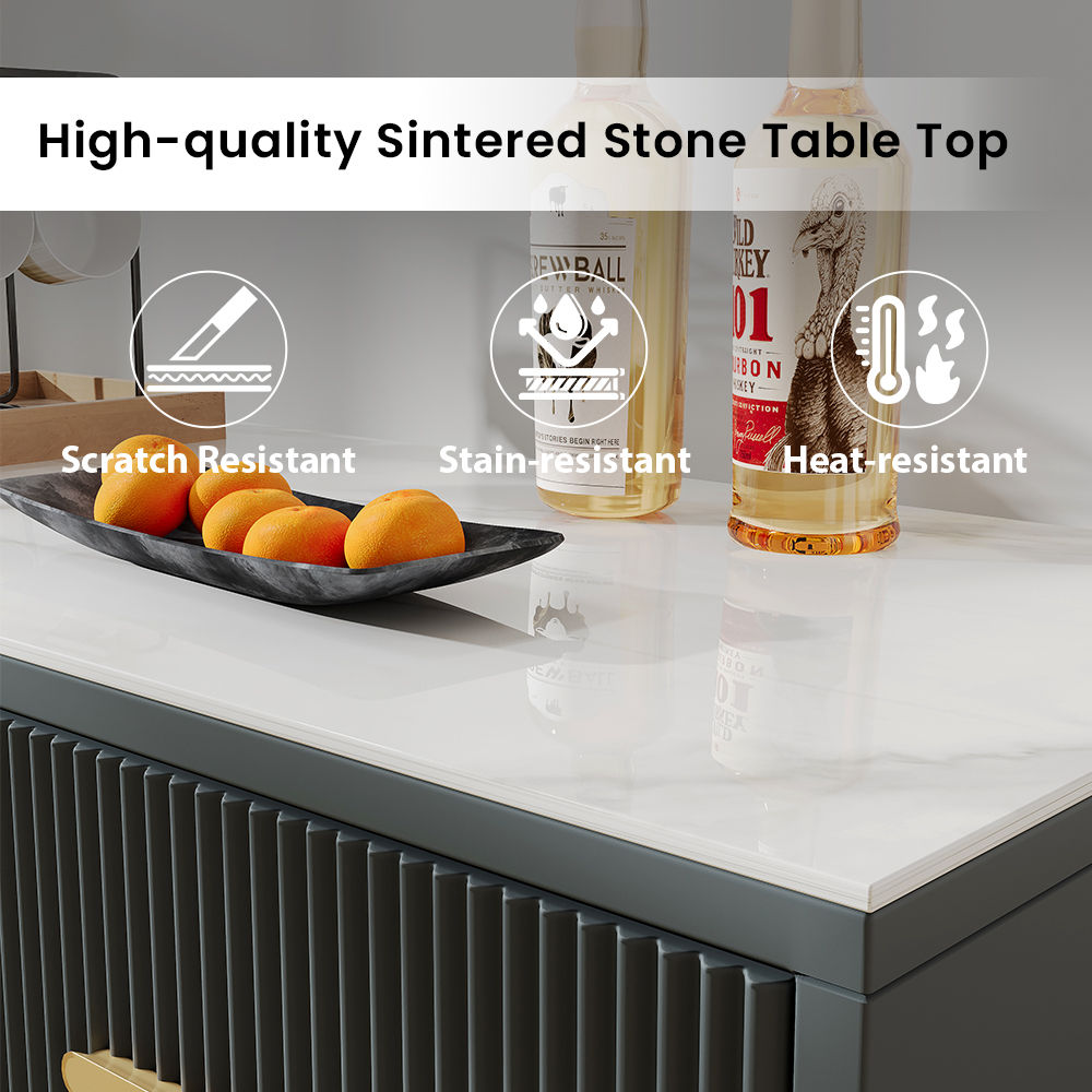 with Cabinets White & Gray Blue Matte Sintered Stone Sideboards & Buffets