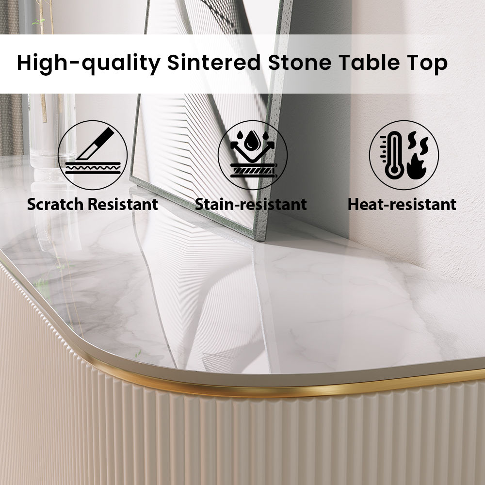 Sintered Stone White & Gold Glossy Sintered Stone Sideboards & Buffets