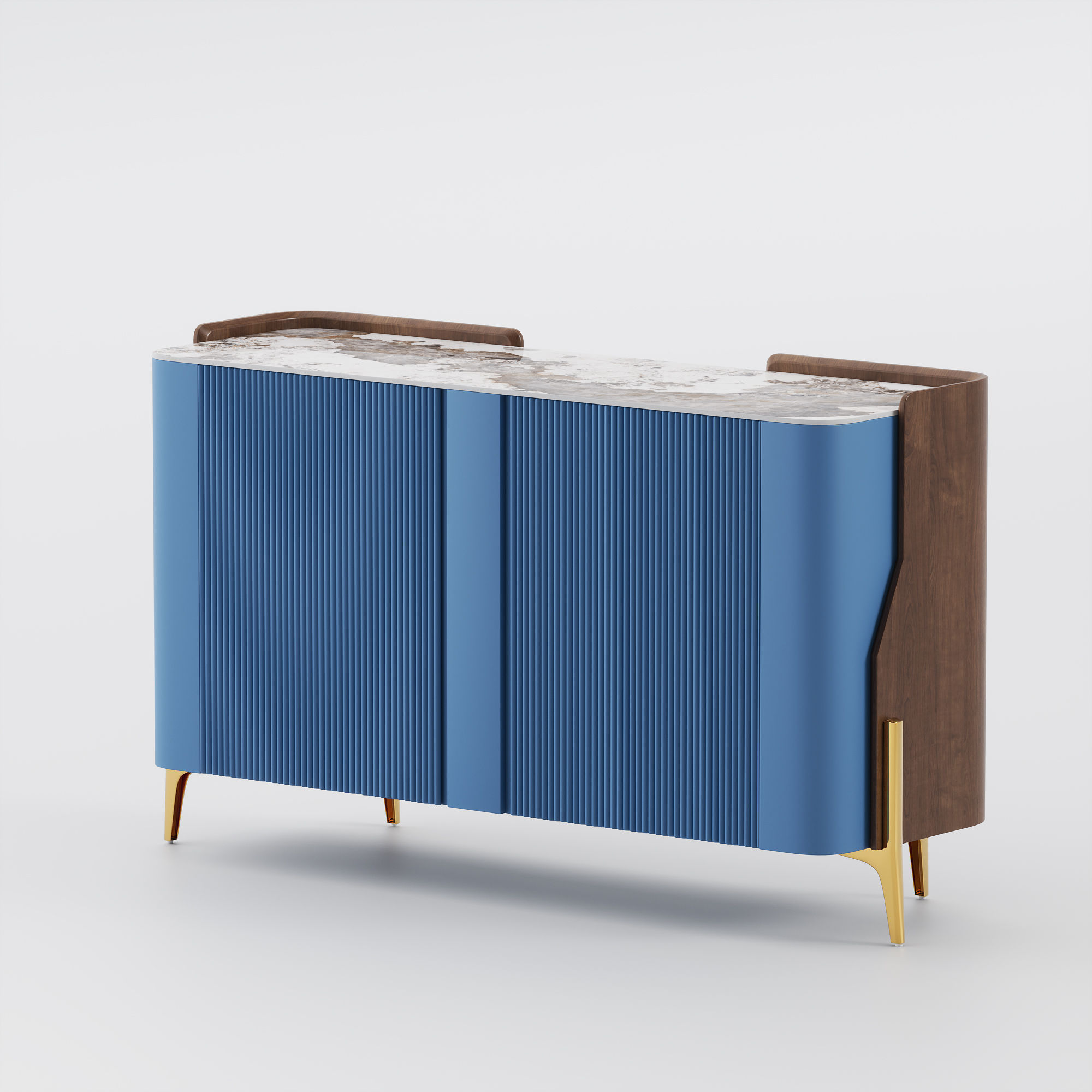 Multi-layer Solid Wood Frame Blue Sintered Stone Sideboards & Buffets