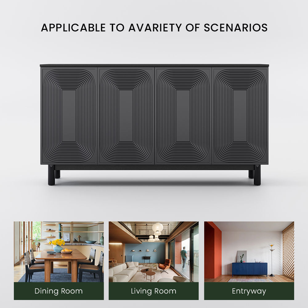 Solid Wood Leg Black MDF Sideboards & Buffets