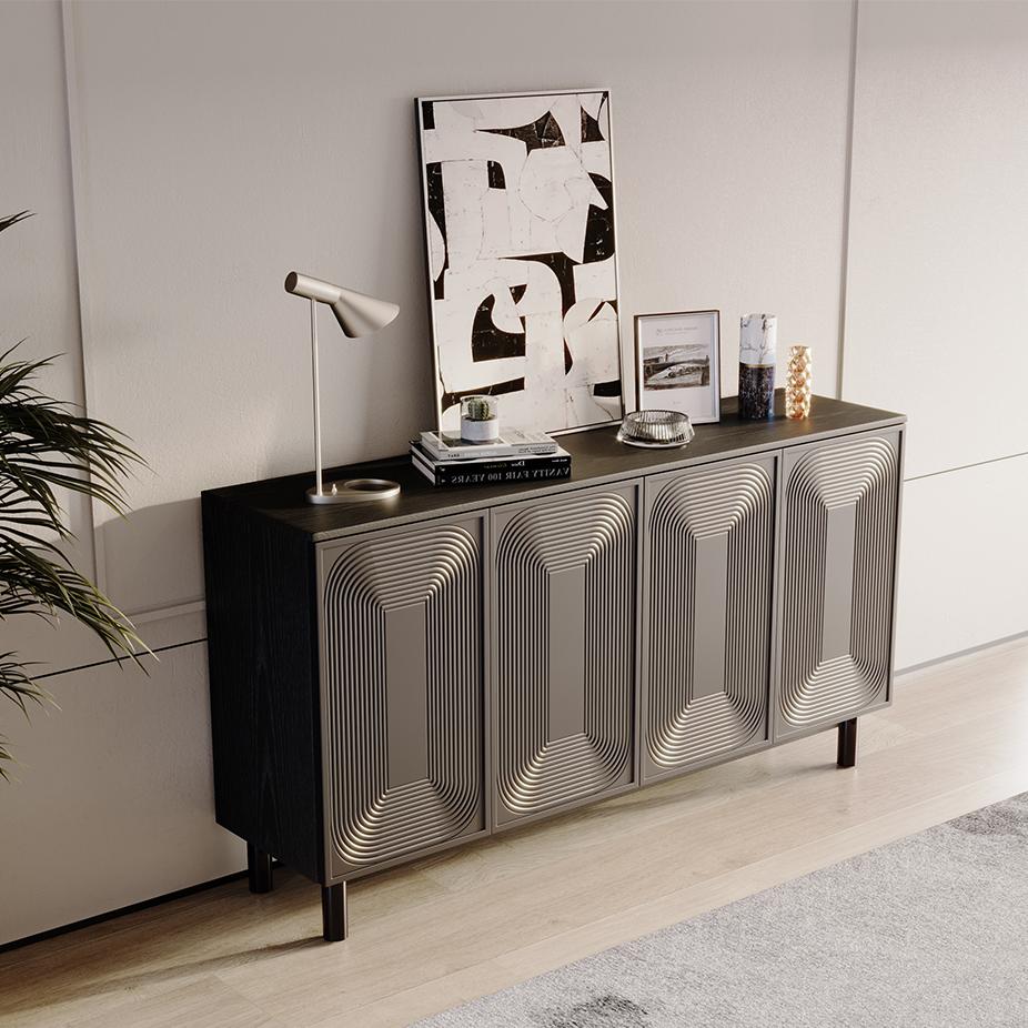 with Cabinets Black MDF Sideboards & Buffets