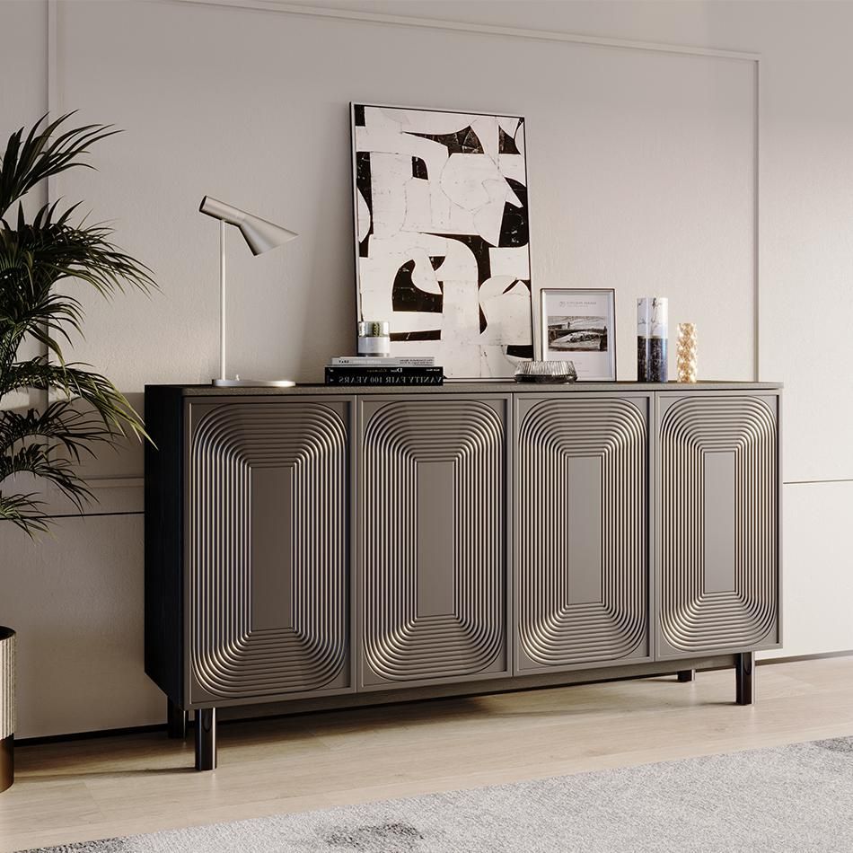 Solid Wood Leg Black MDF Sideboards & Buffets