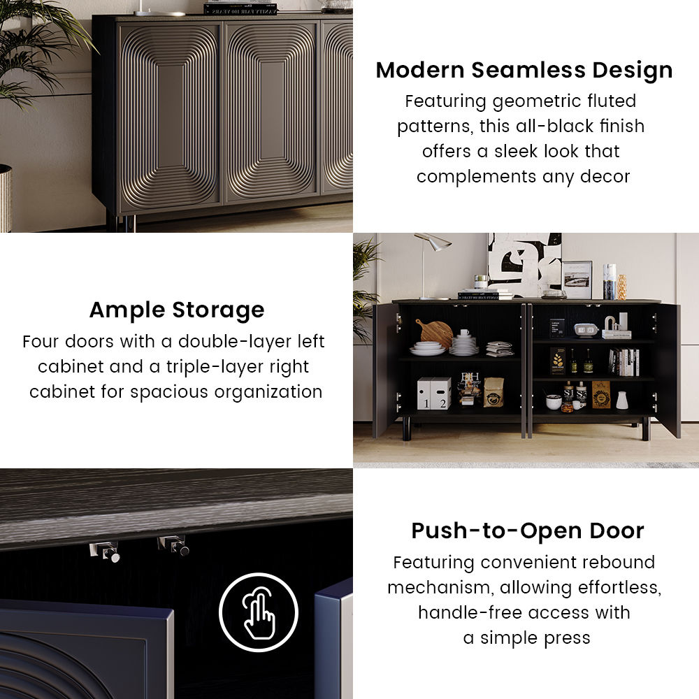 Partly Assemble Black MDF Sideboards & Buffets