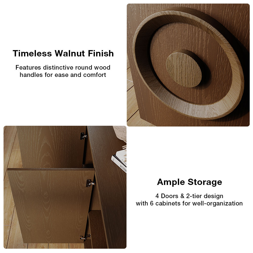 Solid Wood Walnut Color Plywood Sideboards & Buffets