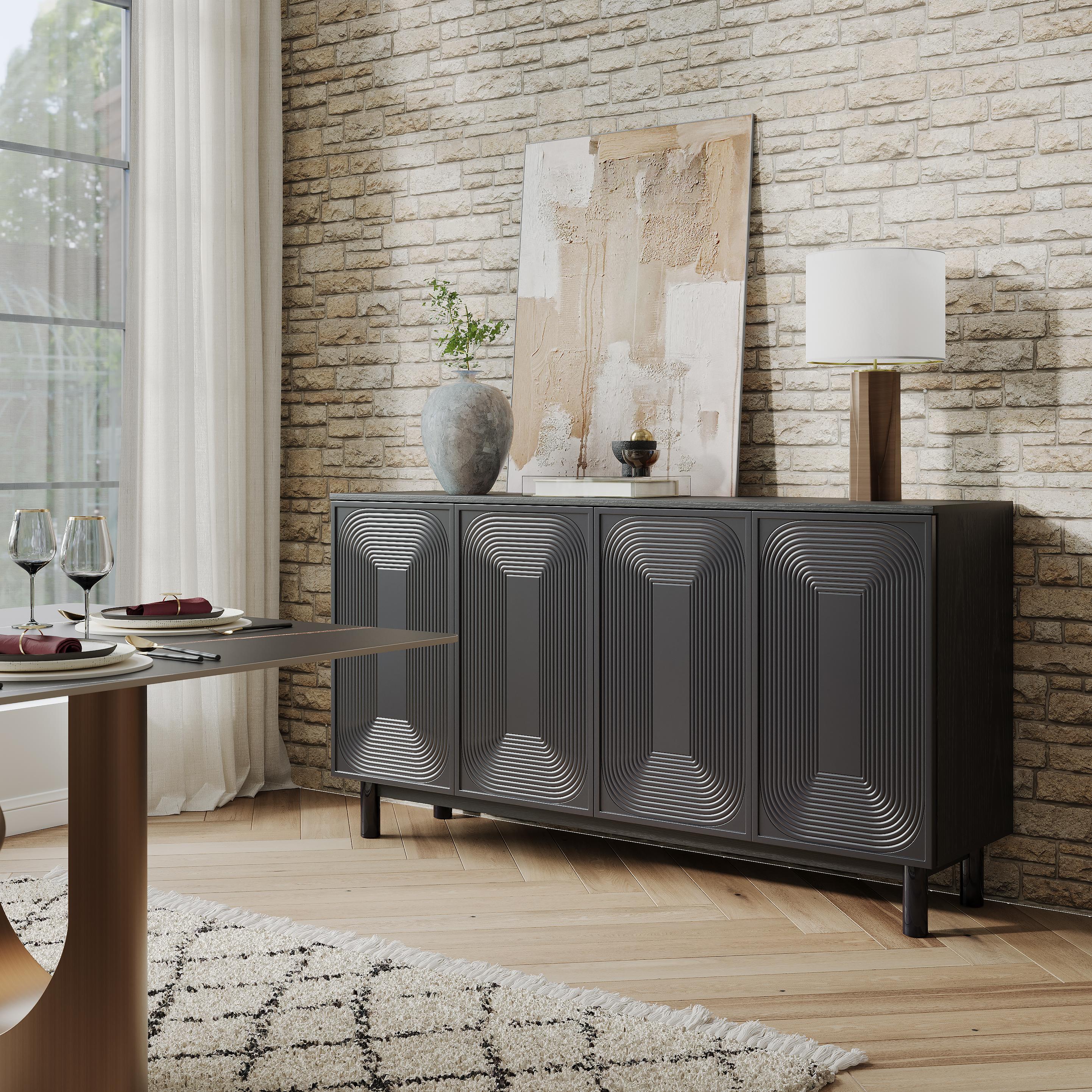 Partly Assemble Black MDF Sideboards & Buffets