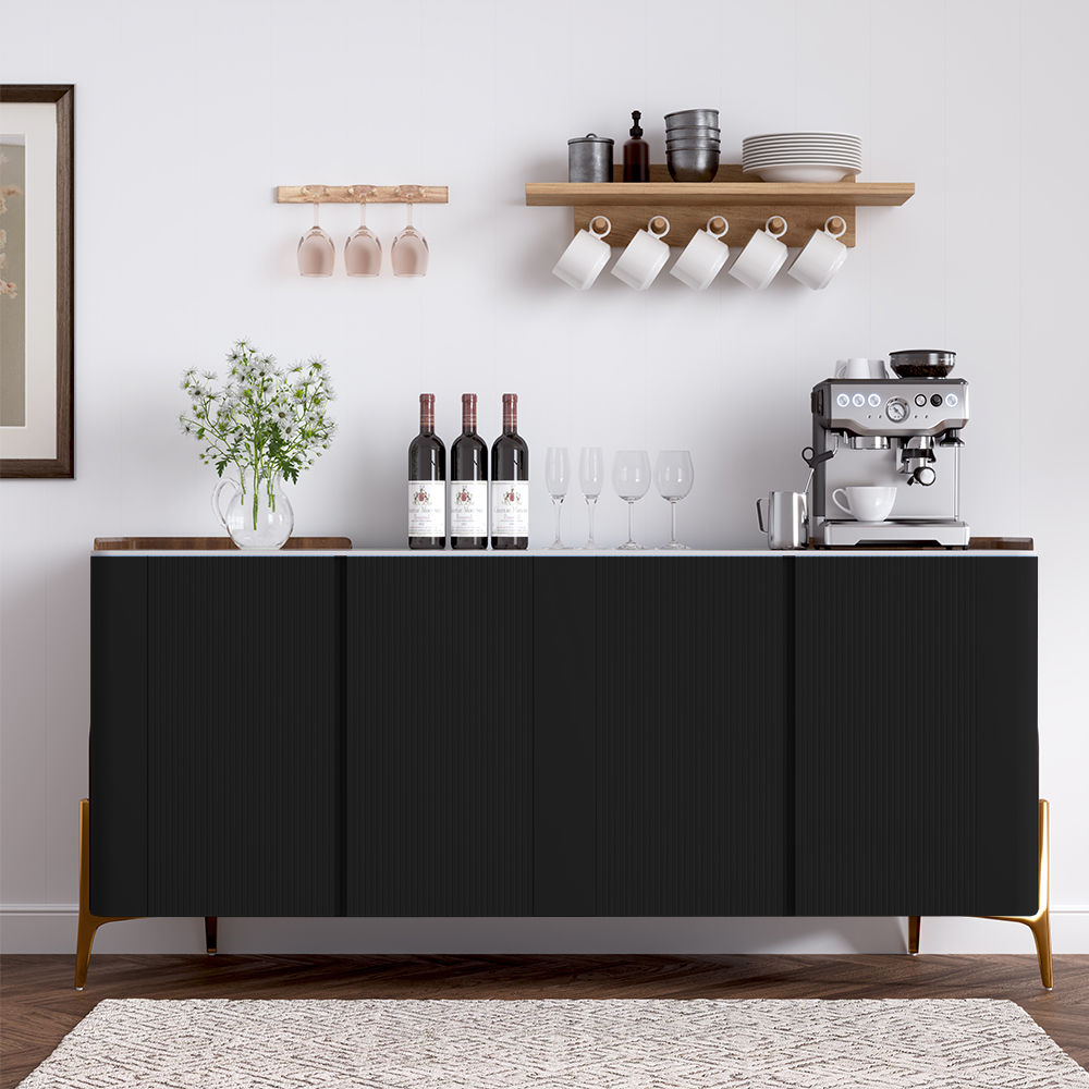 Modern Luxury Black Sintered Stone Sideboards & Buffets