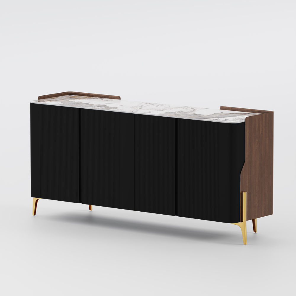 Partly Assemble Black Sintered Stone Sideboards & Buffets