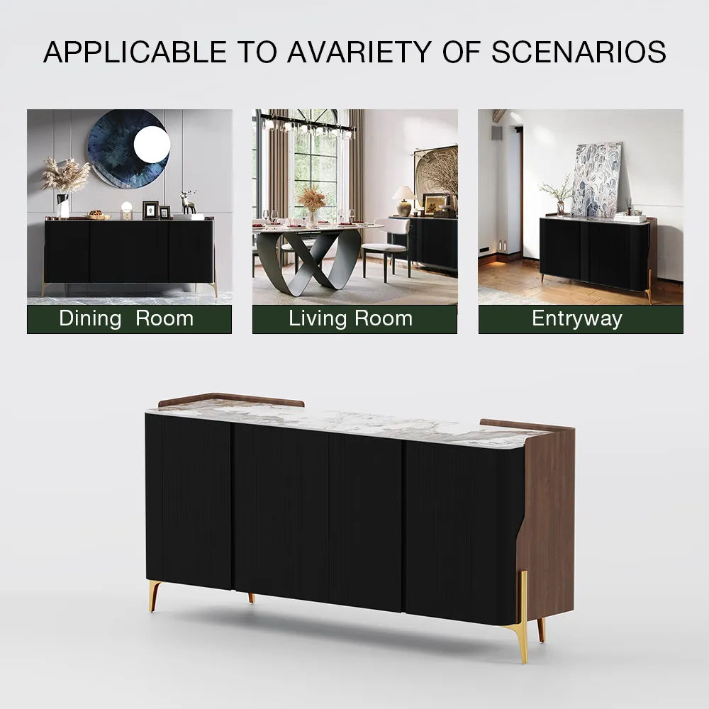 Partly Assemble Black Sintered Stone Sideboards & Buffets