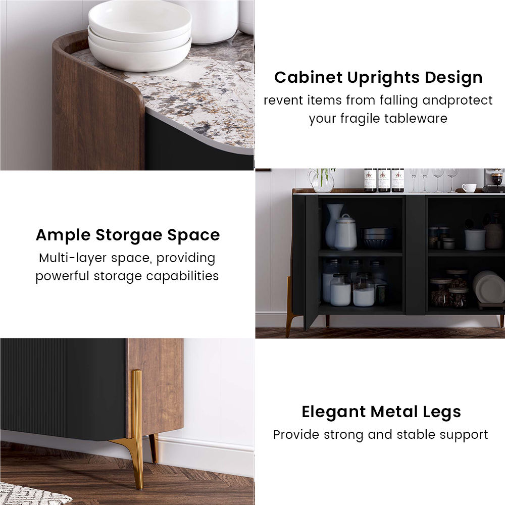 Partly Assemble Black Sintered Stone Sideboards & Buffets
