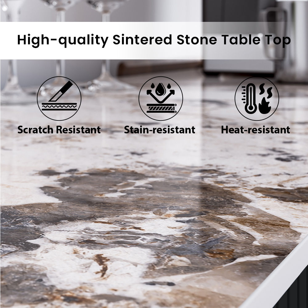Multi-layer Solid Wood Frame Black Sintered Stone Sideboards & Buffets