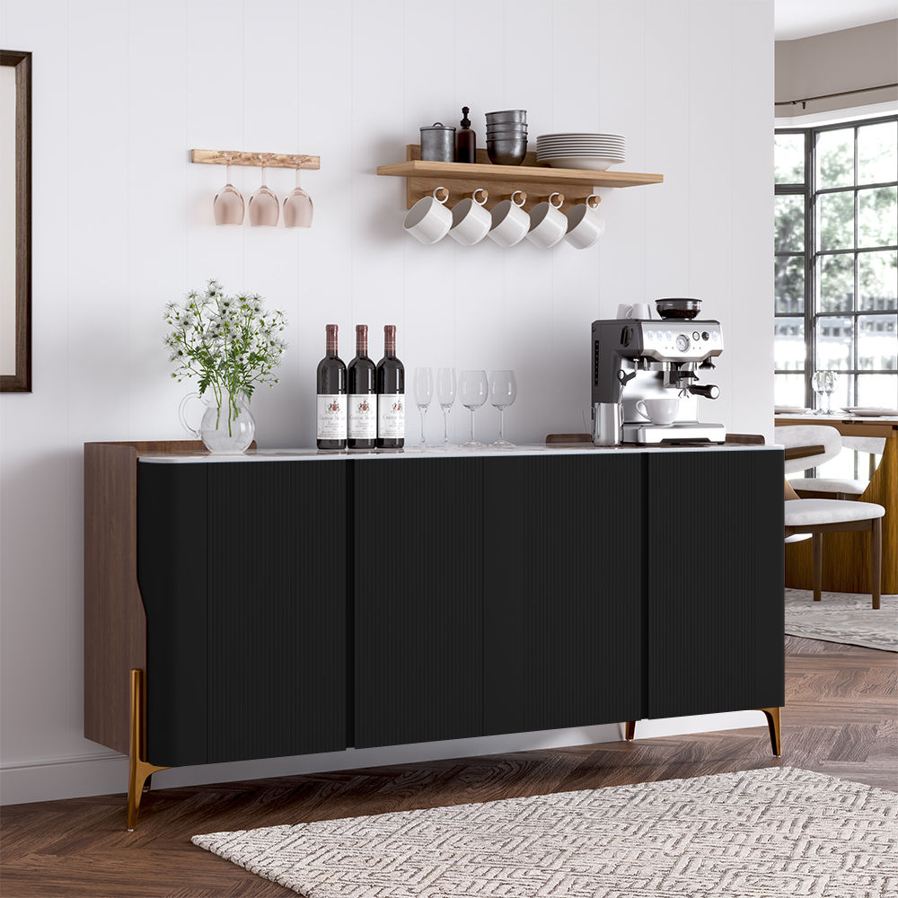 Modern Luxury Black Sintered Stone Sideboards & Buffets