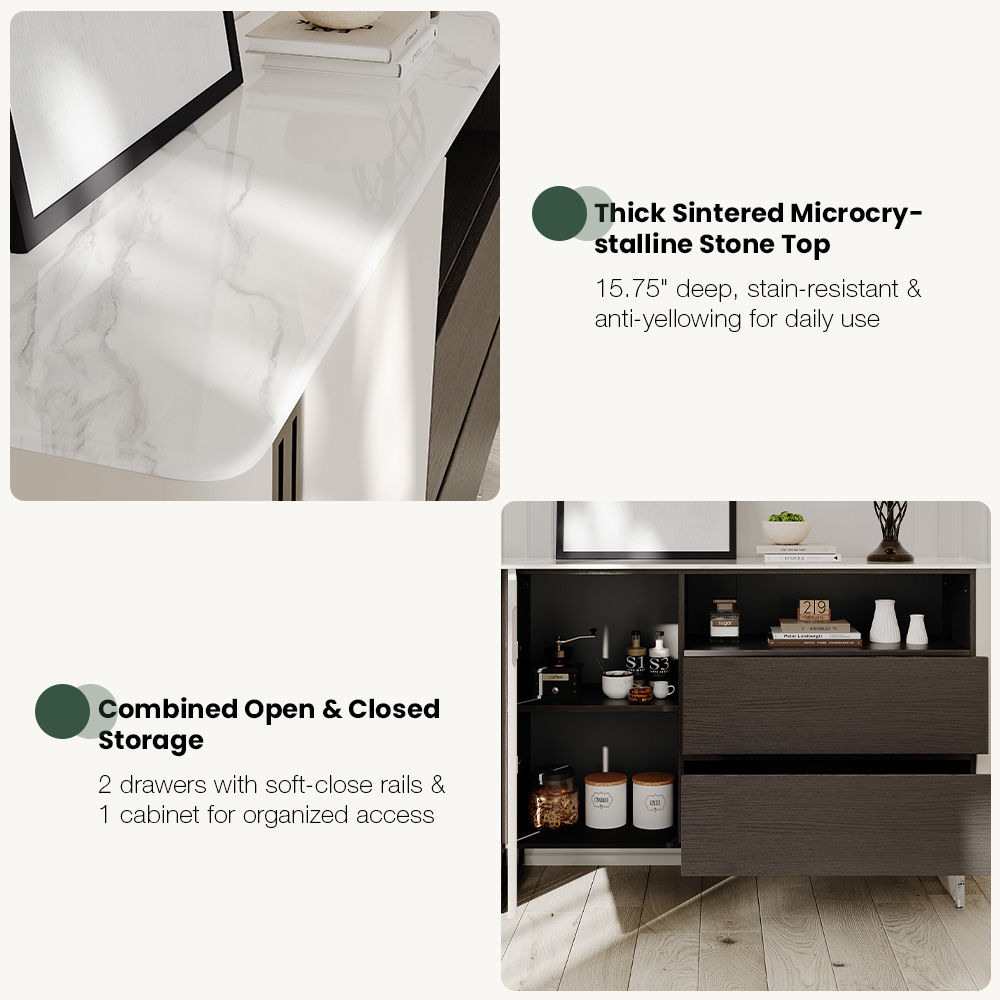 White & Black Crystallized Stone Sideboards & Buffets