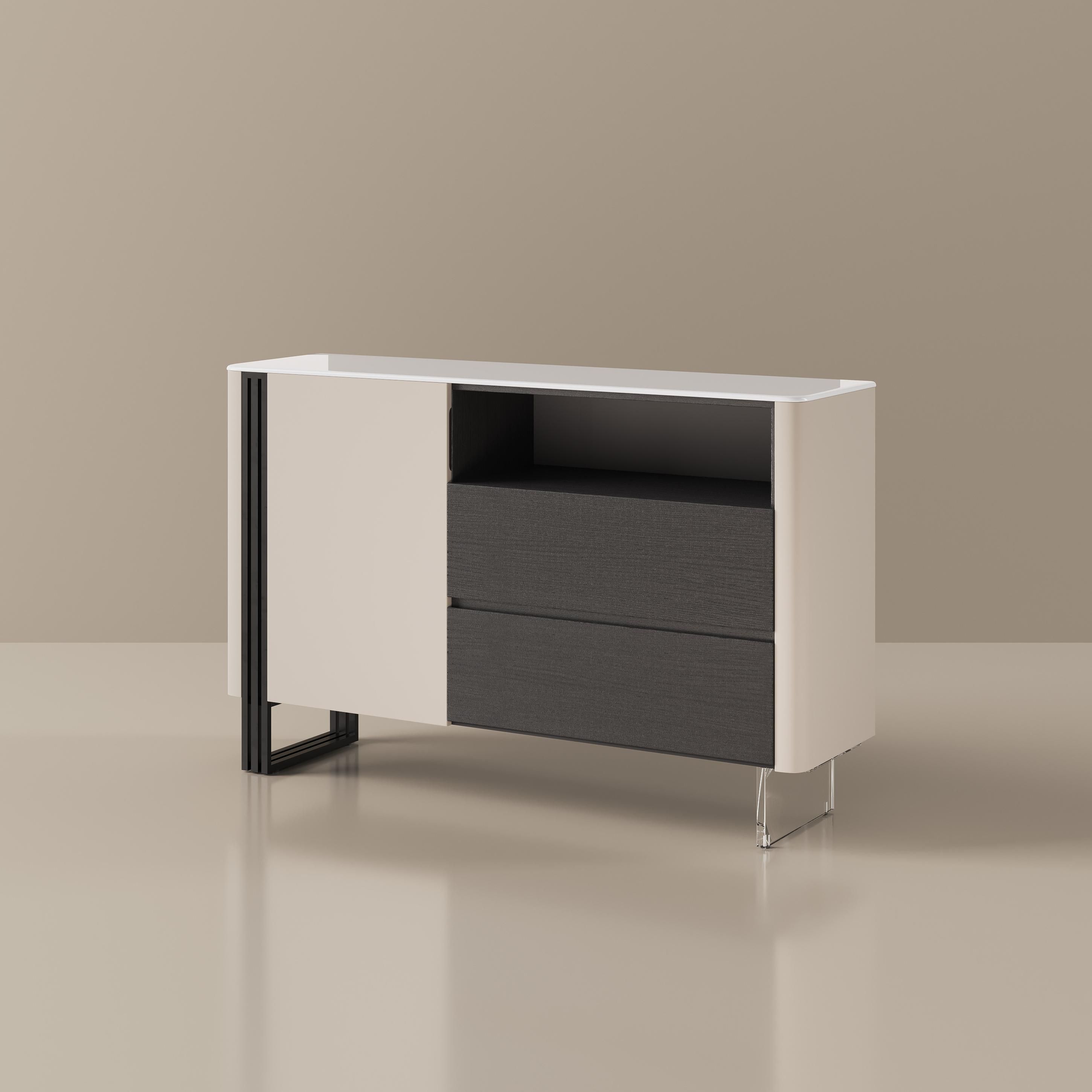 White & Black Crystallized Stone Sideboards & Buffets