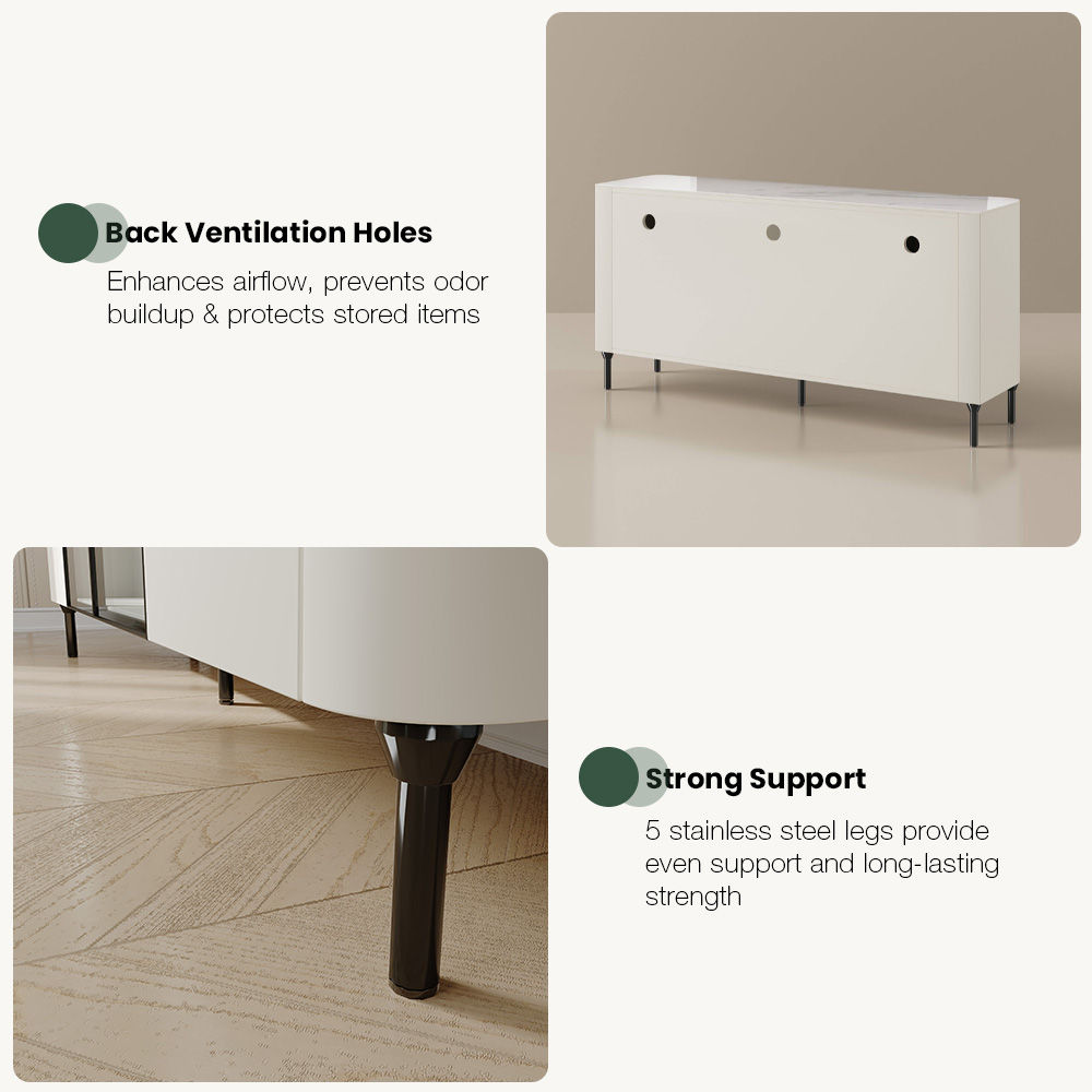 White & Black Glossy Sintered Stone Sideboards & Buffets