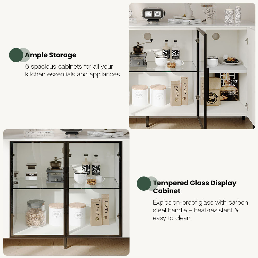 White & Black Glossy Sintered Stone Sideboards & Buffets