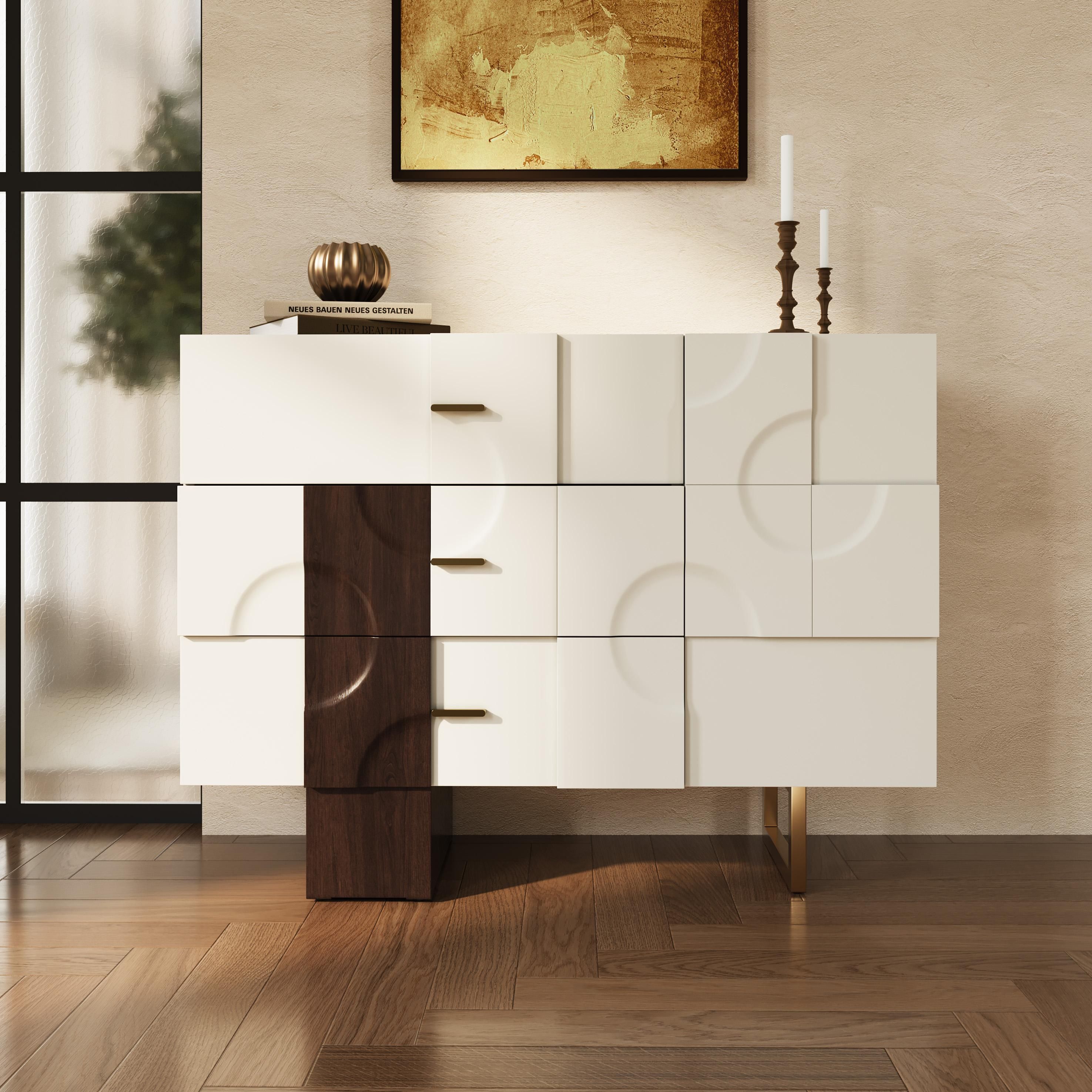with Cabinets White & Golden MDF Sideboards & Buffets