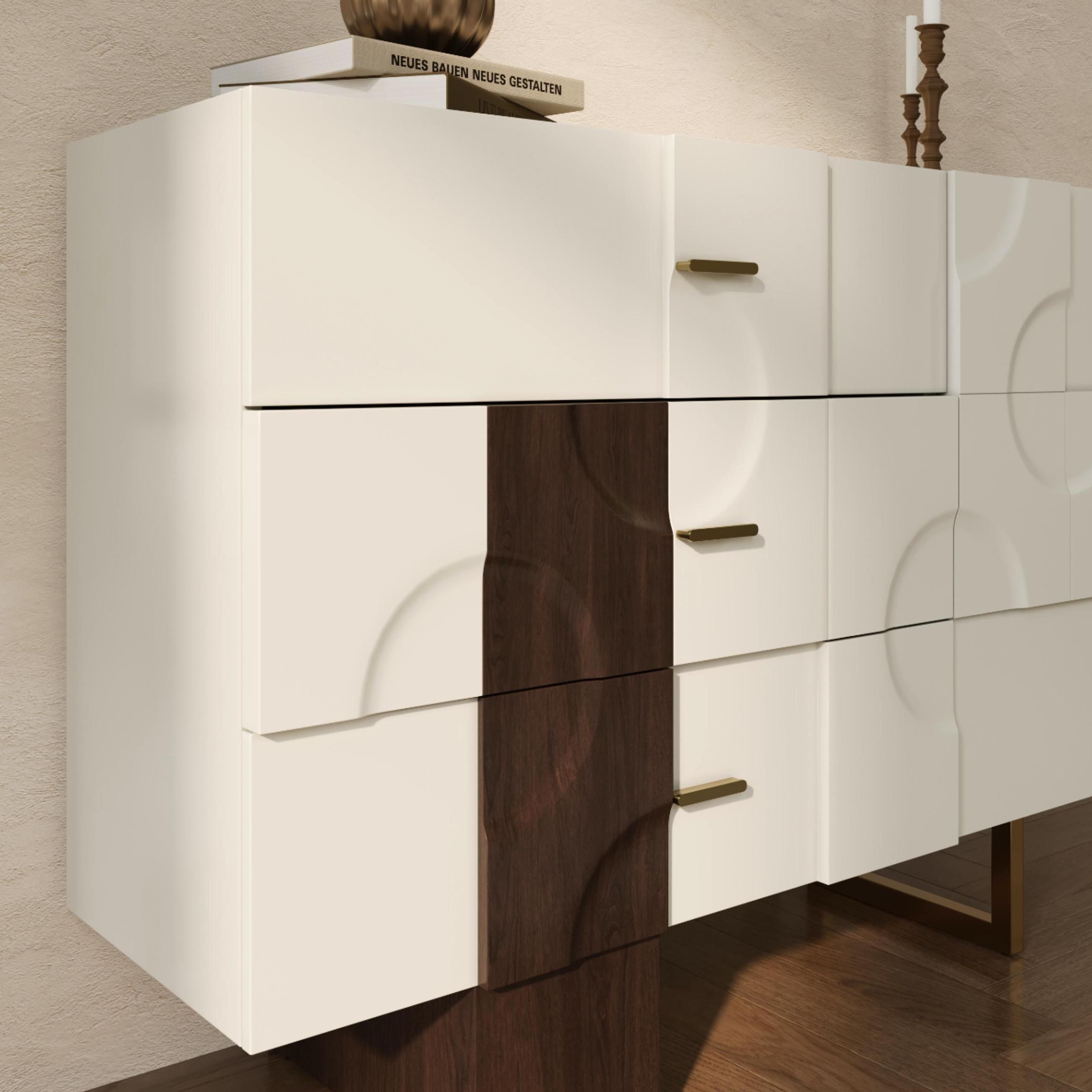 Storage White & Golden MDF Sideboards & Buffets