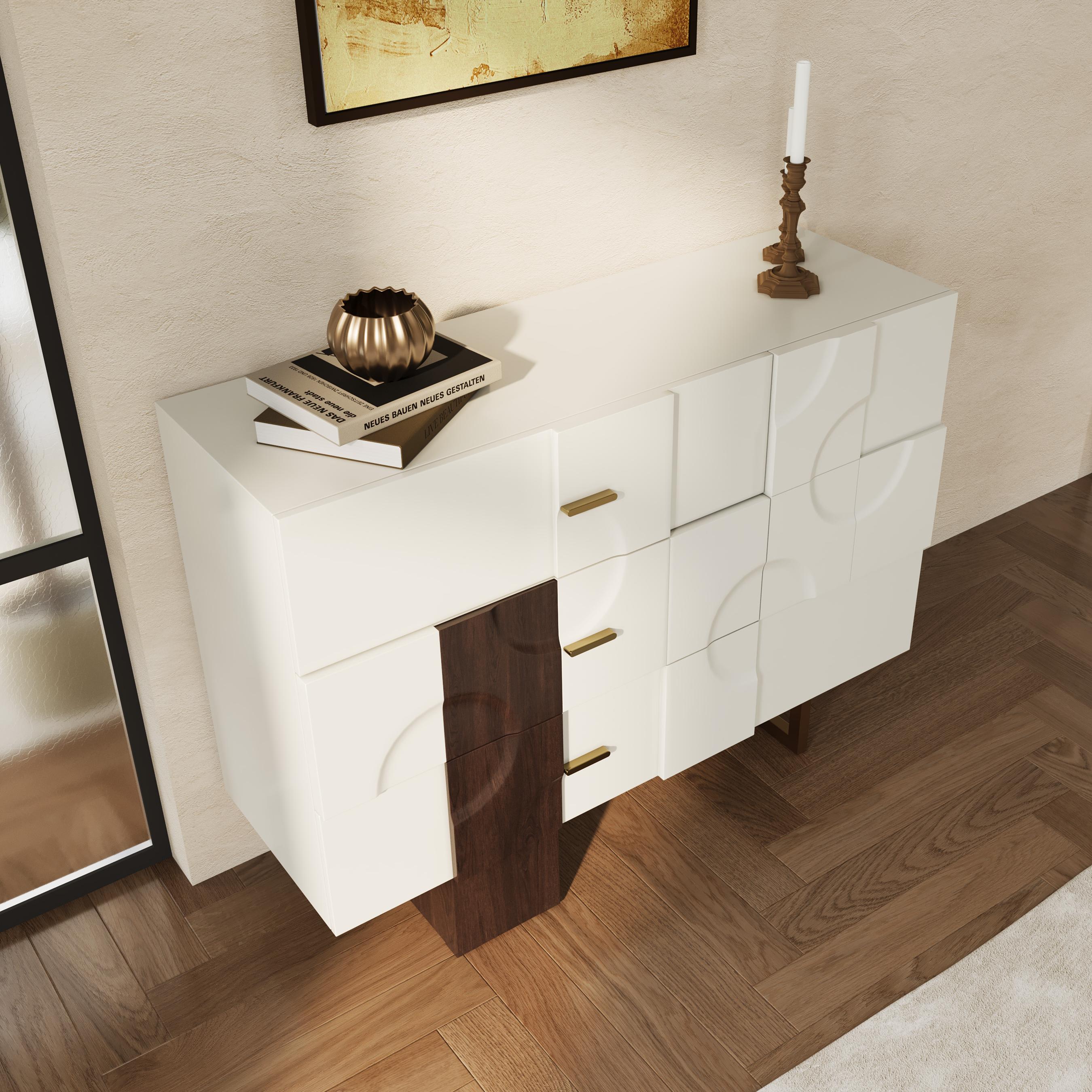 With Storage White & Golden MDF Sideboards & Buffets