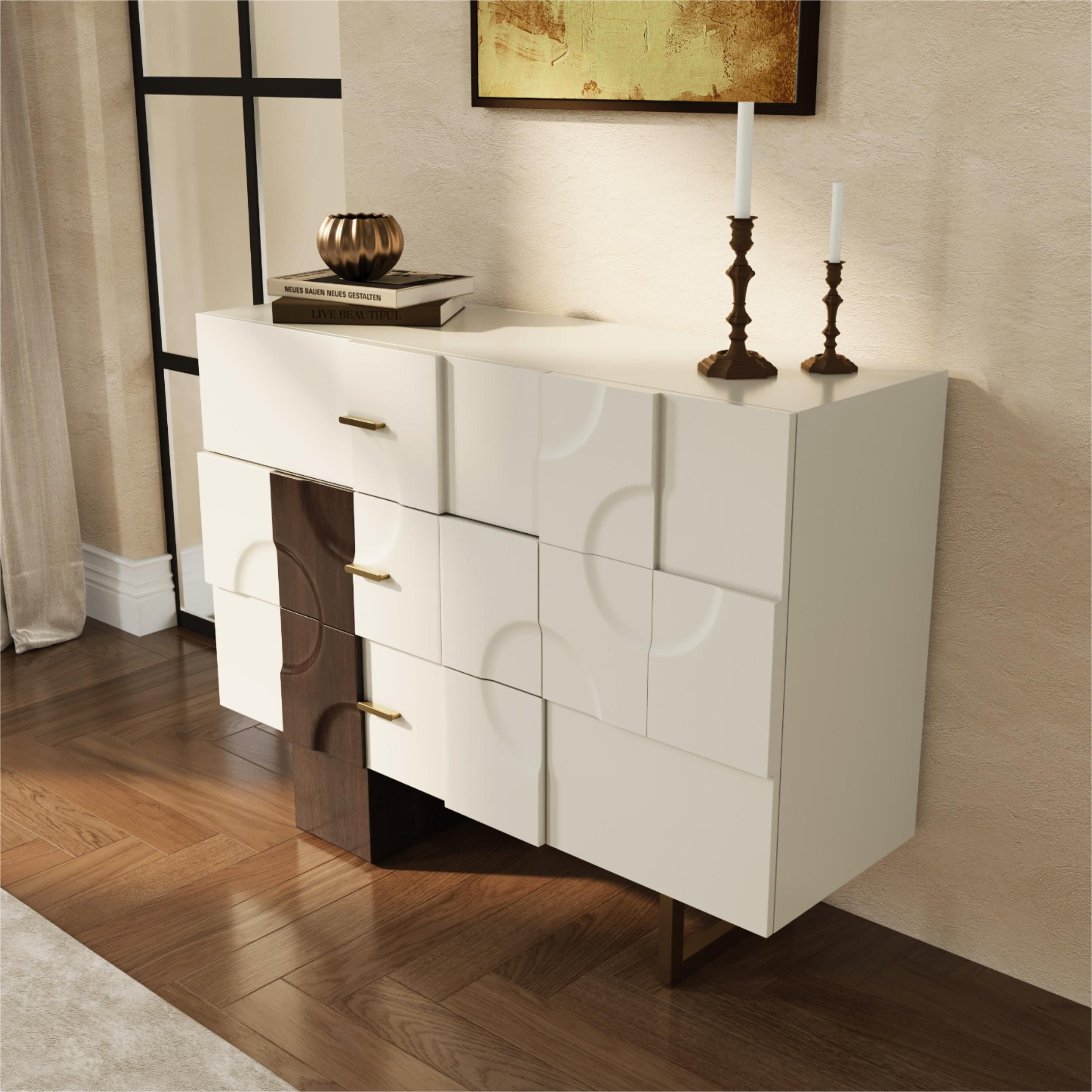 Storage White & Golden MDF Sideboards & Buffets