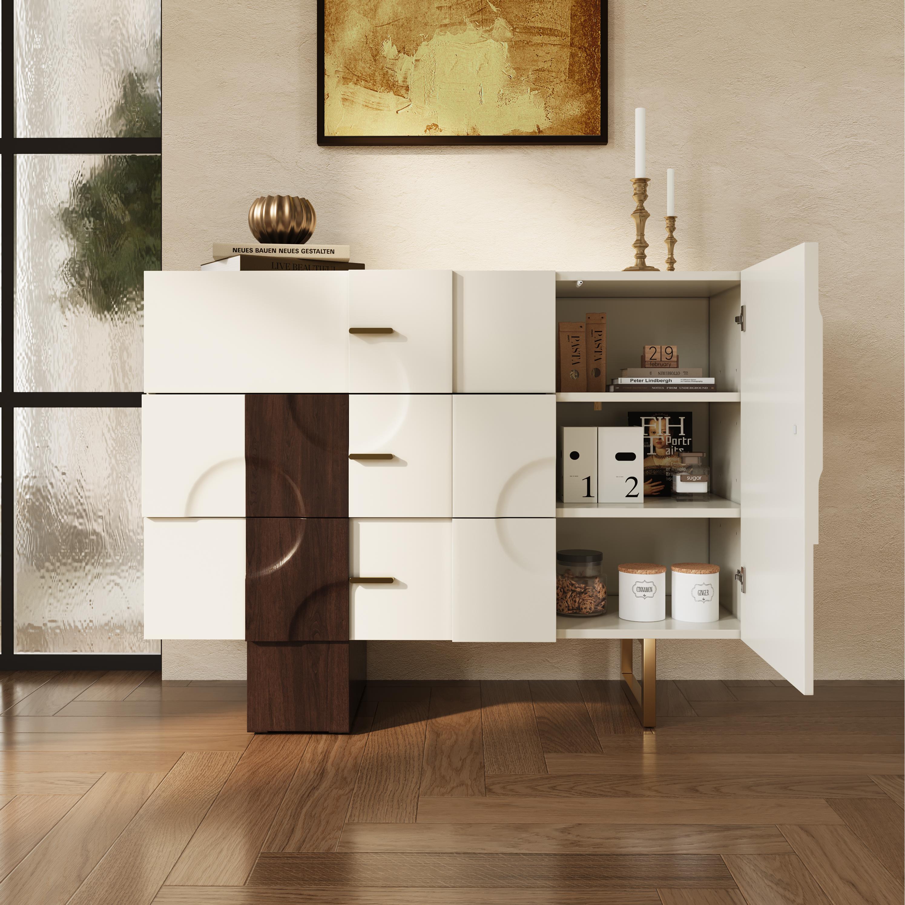 With Storage White & Golden MDF Sideboards & Buffets
