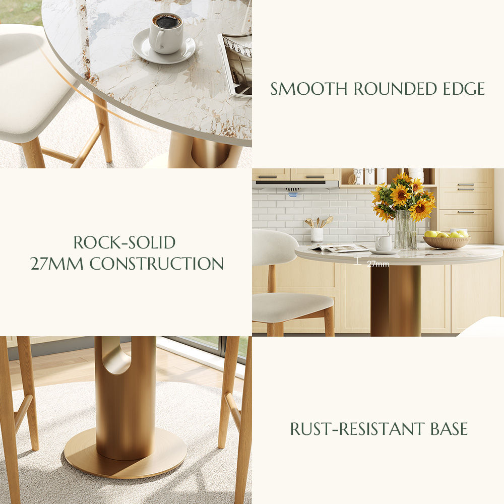 Easy Assembly Pandora & Bronze Glossy Sintered Stone Small Bar & Bistro Tables