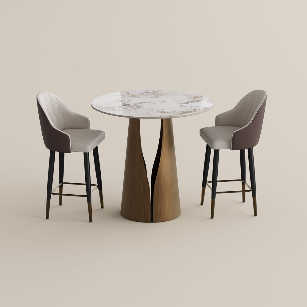 Sintered Stone Pandora & Bronze Glossy Sintered Stone Dining Room Set