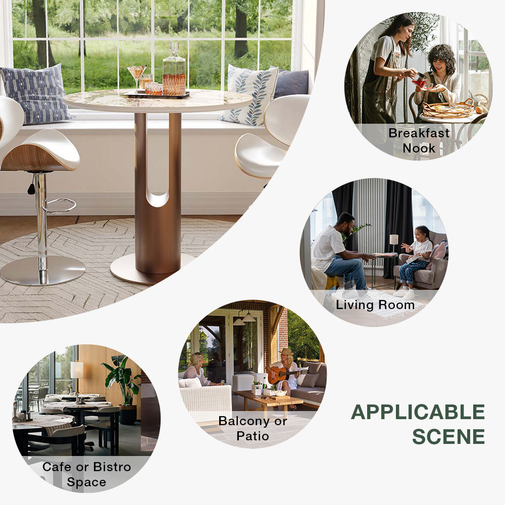 Carbon Steel Pandora & Bronze Glossy Sintered Stone Small Bar & Bistro Tables