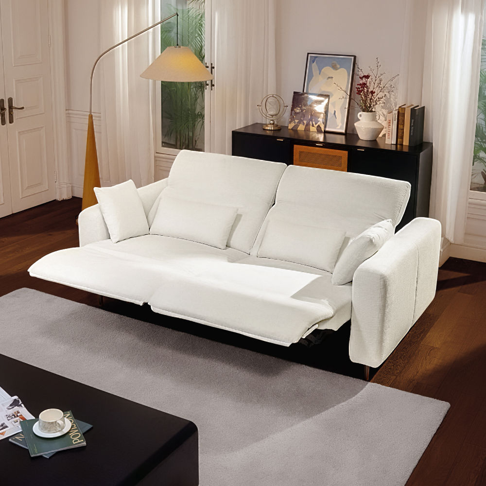 Home Theater White Chenille Fabric Smart Furniture