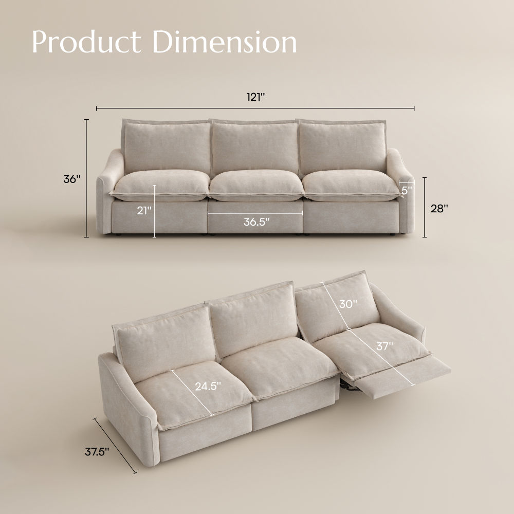 Oversized Beige Velvet Smart Furniture