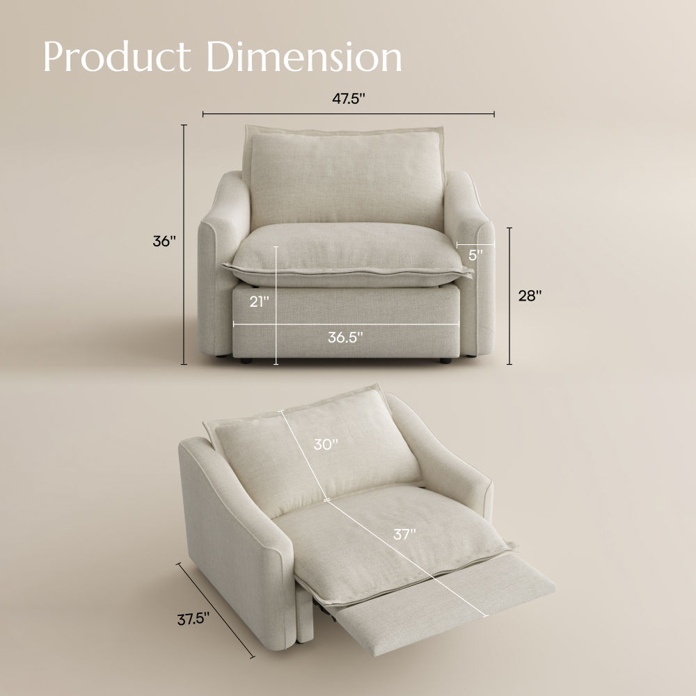 Deep Seat Beige Velvet Smart Furniture