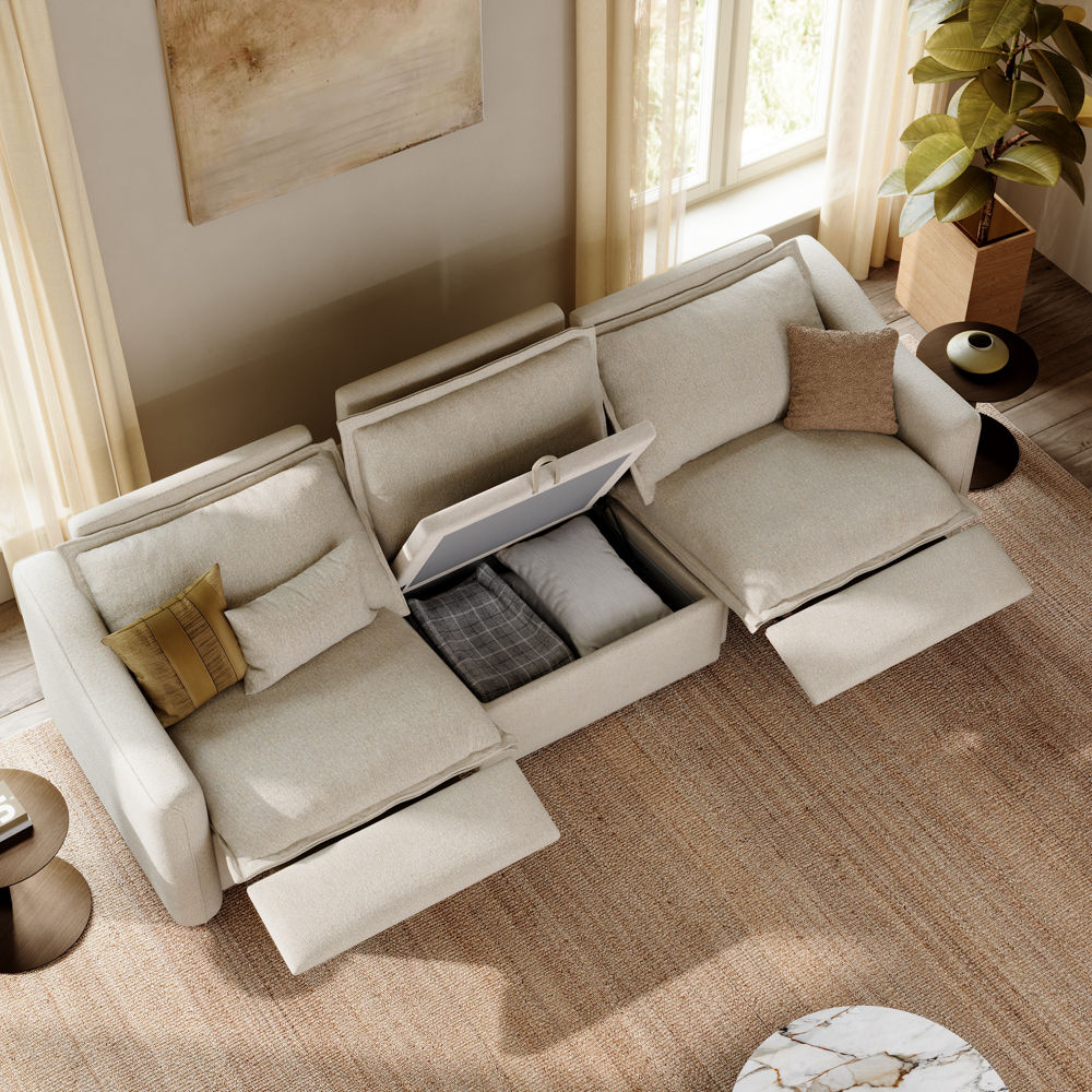 Deep Seat Beige Linen Smart Furniture