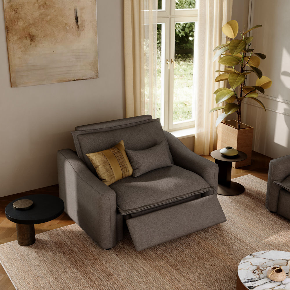 Deep Seat Dark Gray Linen Recliners