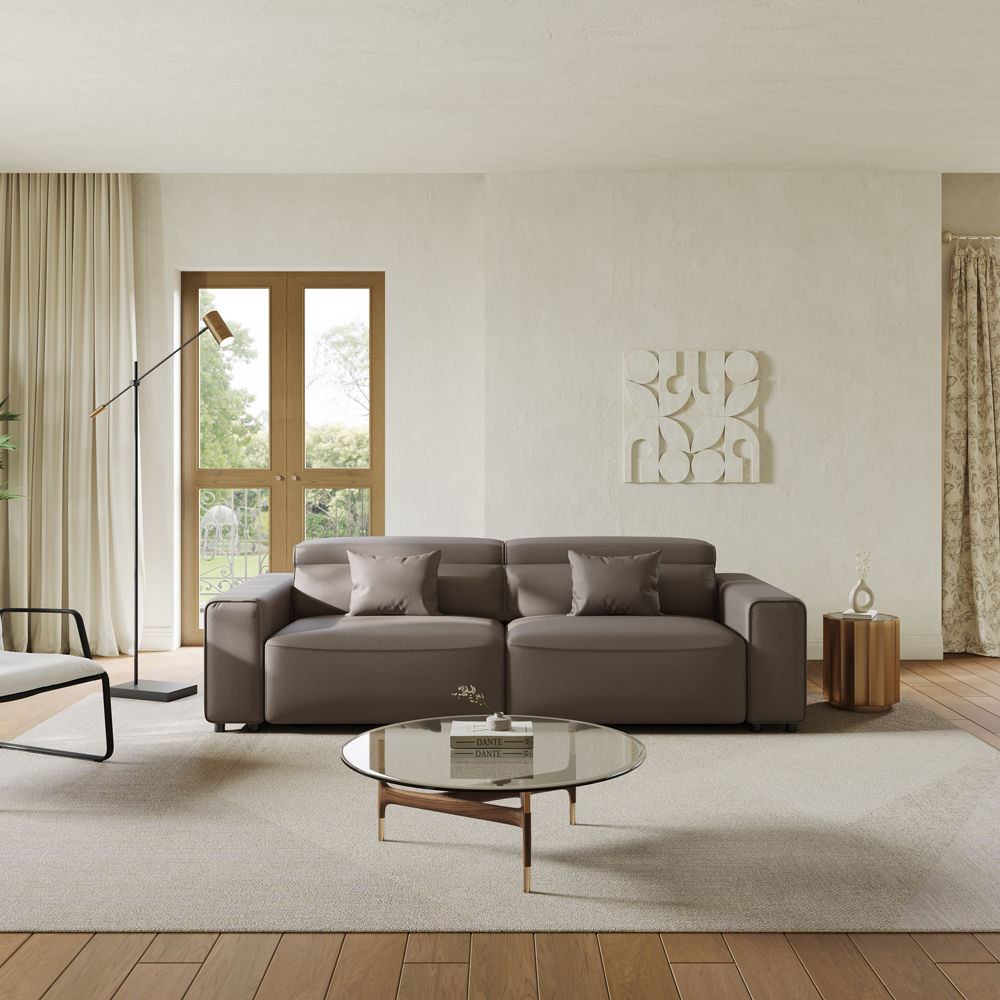 Light Brown Eco-friendly Microfiber Leather Smart Furniture