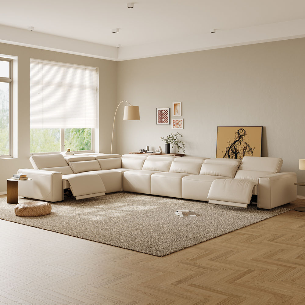 Beige Eco-friendly Microfiber Leather Smart Furniture