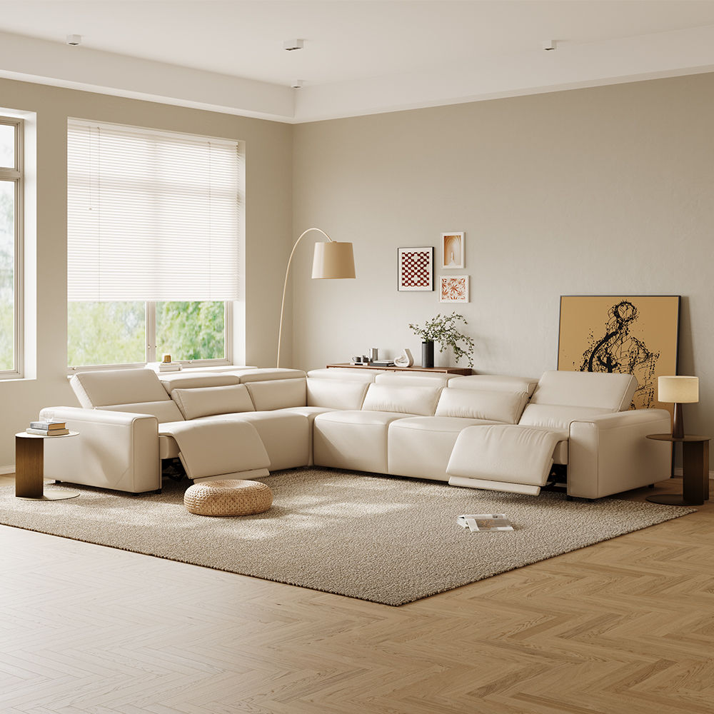 Beige Eco-friendly Microfiber Leather Smart Furniture